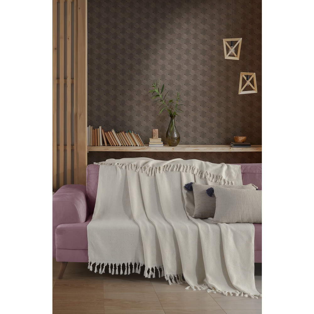 LADYNİL Natural Ekru Koltuk Örtüsü | Koltuk Şalı 180x210 Pamuk Koltuk & Kanepe Örtüsü Fiyatı