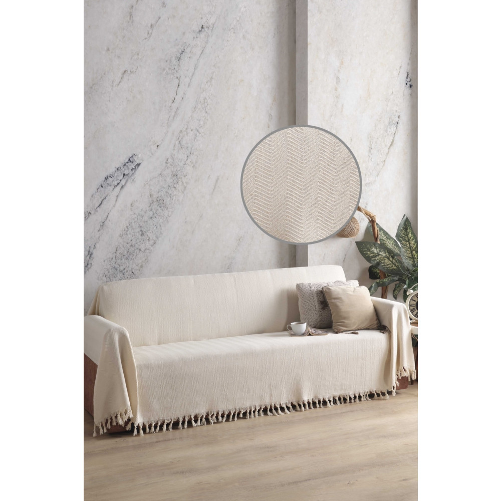 LADYNİL Naturel Koltuk Örtüsü Kolları Kaplayan Ekru 180x300 Koltuk & Kanepe Örtüsü Fiyatı