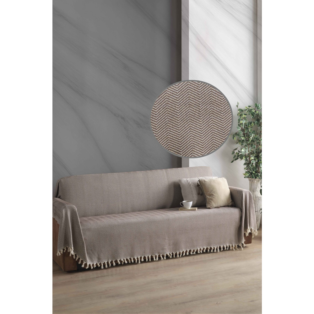 LADYNİL Naturel Koltuk Örtüsü Kolları Kaplayan Koyukahve 180x300 Koltuk & Kanepe Örtüsü Fiyatı