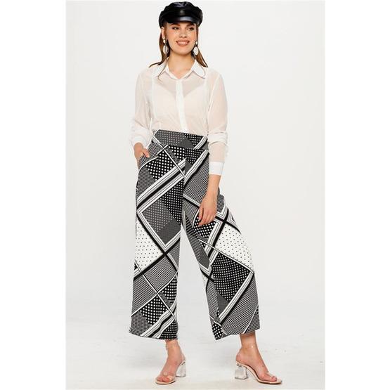 Lafaba 19Y017128 Siyah Desenli Bol Kadın Pantolon