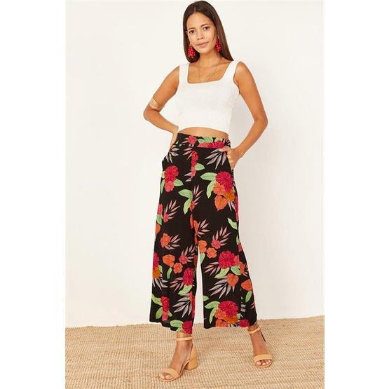 Lafaba 19Y017128 Siyah Desenli Bol Kadın Pantolon