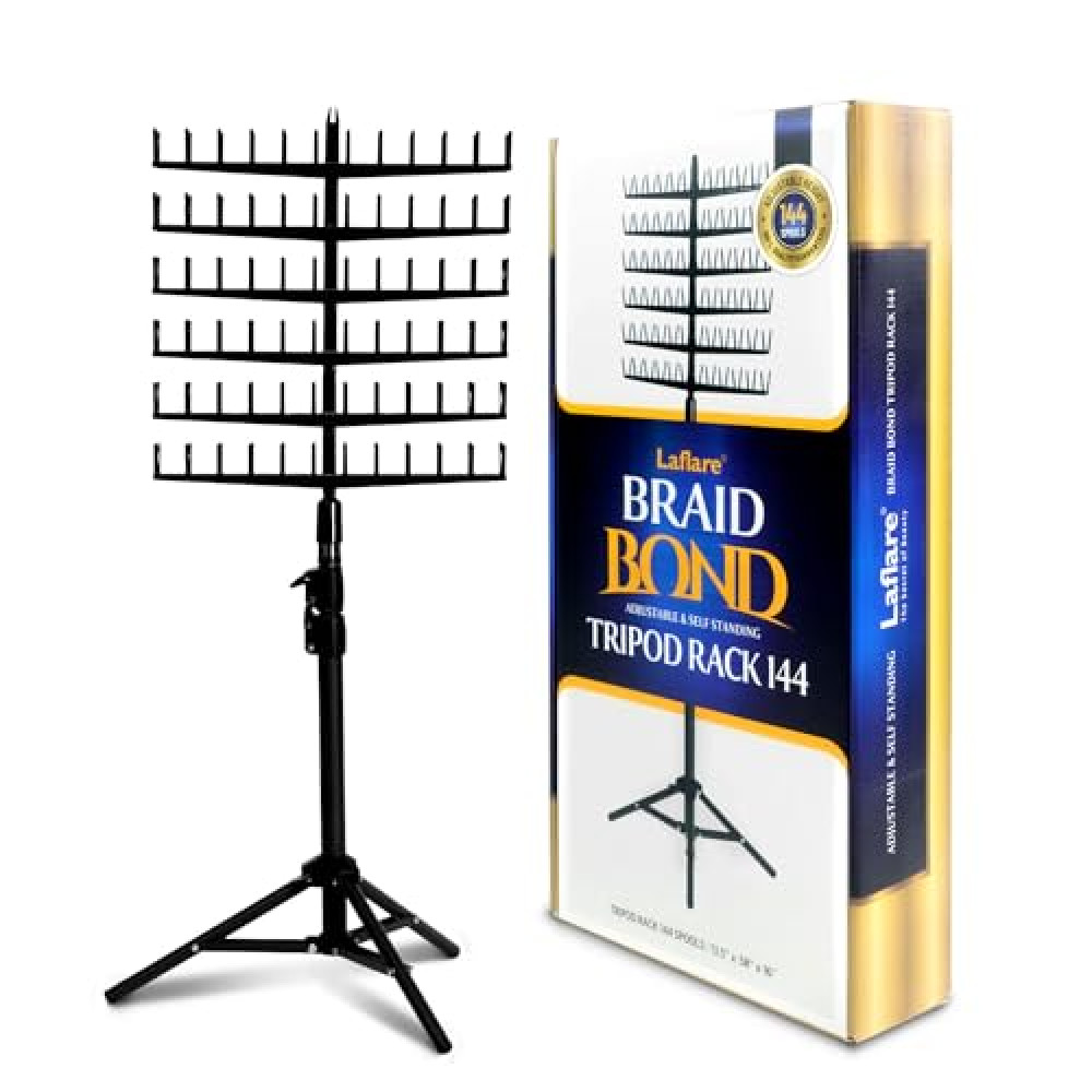 Laflare Standing Braid Hair Organizer – 144 Pegs Hair Extension Holder, Divider & Display Stand for Hair Braiding, Height Adjustable Rack, Easy to Assemble