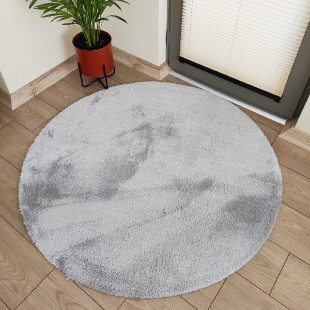 Lagom Life Yuvarlak Peluş Halı Pofuduk Puffy Kaymaz Taban Açık Gri - 80 x 80 cm Salon Halısı Fiyatı