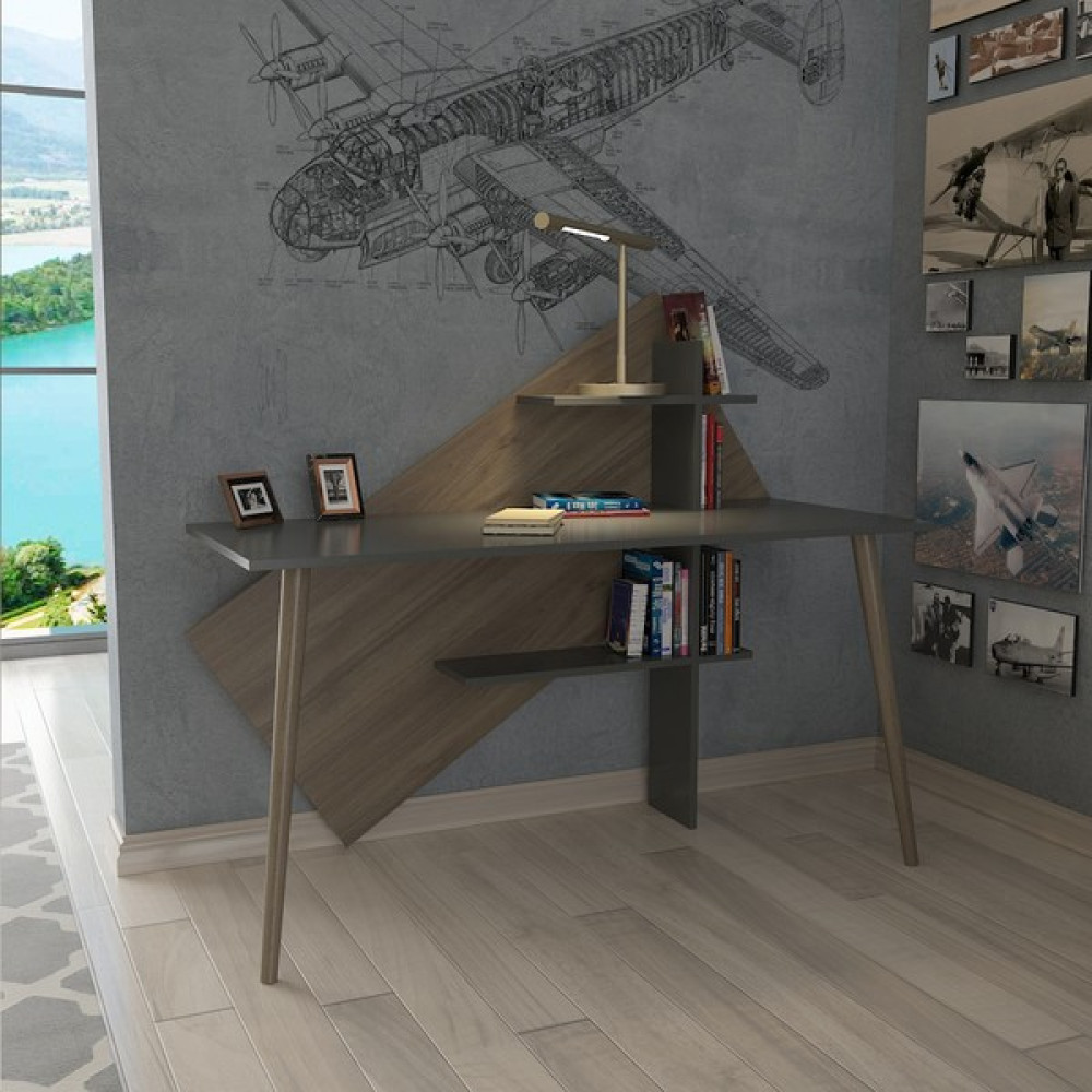 Lagomood Rüzgar Çalışma Masası Antrasit - Ceviz - Y: 72 cm D: 60 cm G: 140 cm Çalışma Masası Fiyatı