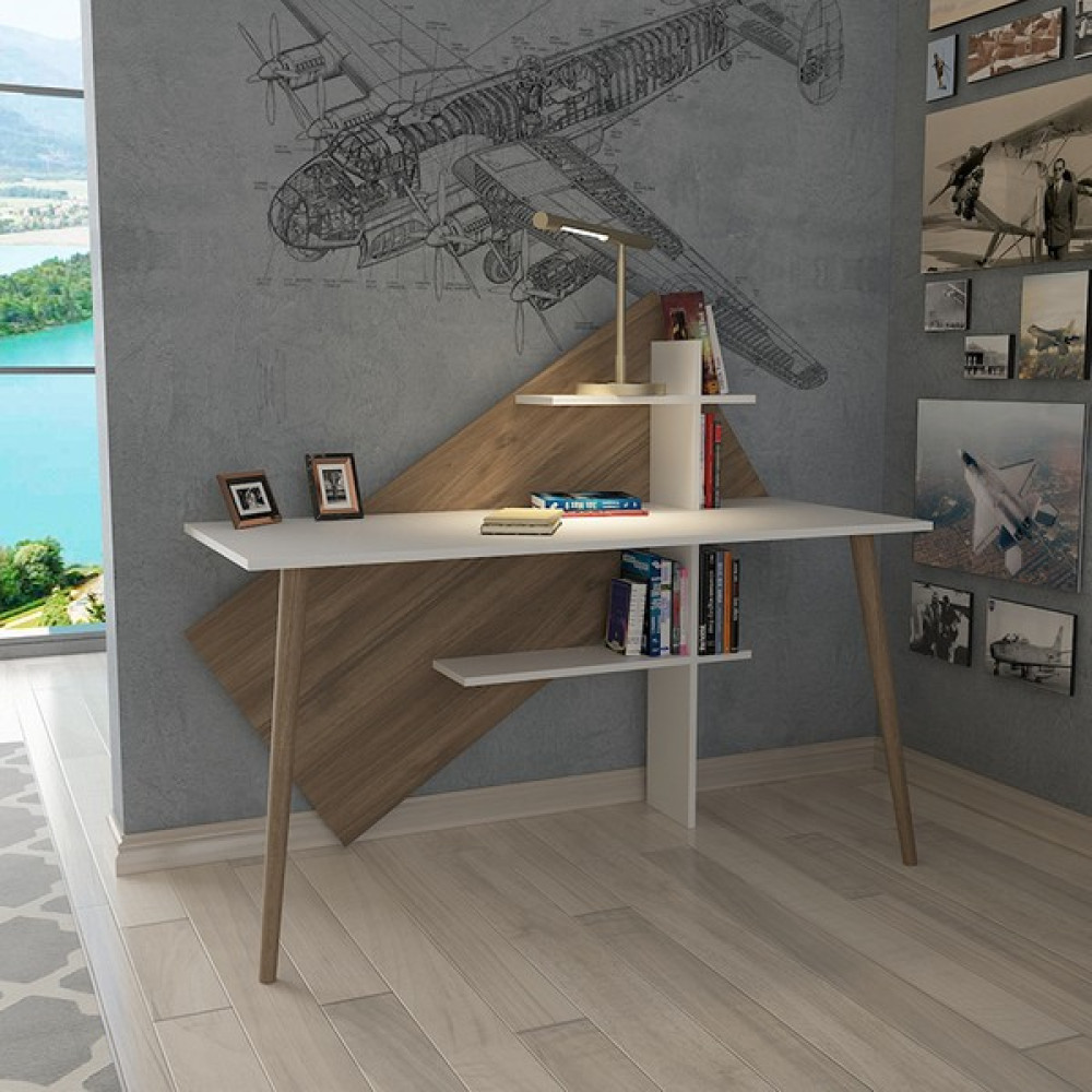 Lagomood Rüzgar Çalışma Masası Ceviz - Beyaz - Y: 120 cm D: 60 cm G: 140 cm Çalışma Masası Fiyatı
