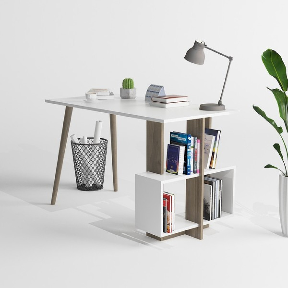 Lagomood Side Çalışma Masası Beyaz - Ceviz - Y:72cm D:60 G: 120 Çalışma Masası Fiyatı