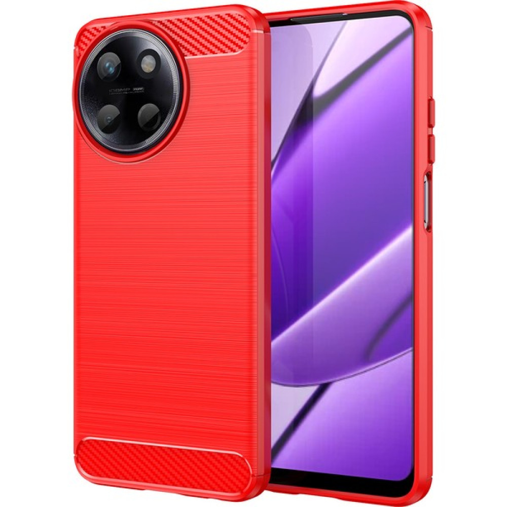 Laimtop Realme 11 4g Için Yumuşak Karbon Fiber Fırçalanmış Tpu Telefon Kılıfı (Yurt Dışından) - Kırmızı Cep Telefonu Kılıfı Fiyatı