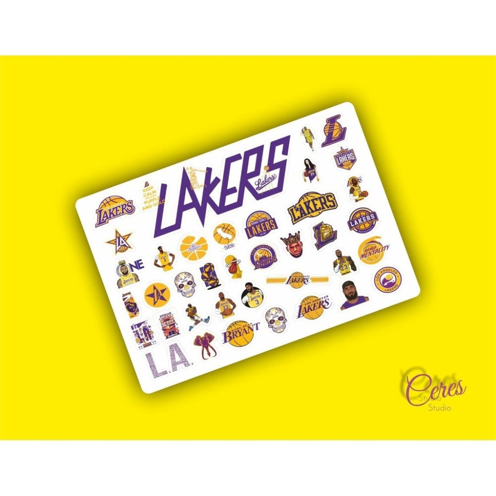 Lakers - Kobe Byrant Temalı Nba Sticker Etiket 2 Sayfa 68 Adet Etiket - 1 - Çok Renkli Okul Etiketi Fiyatı