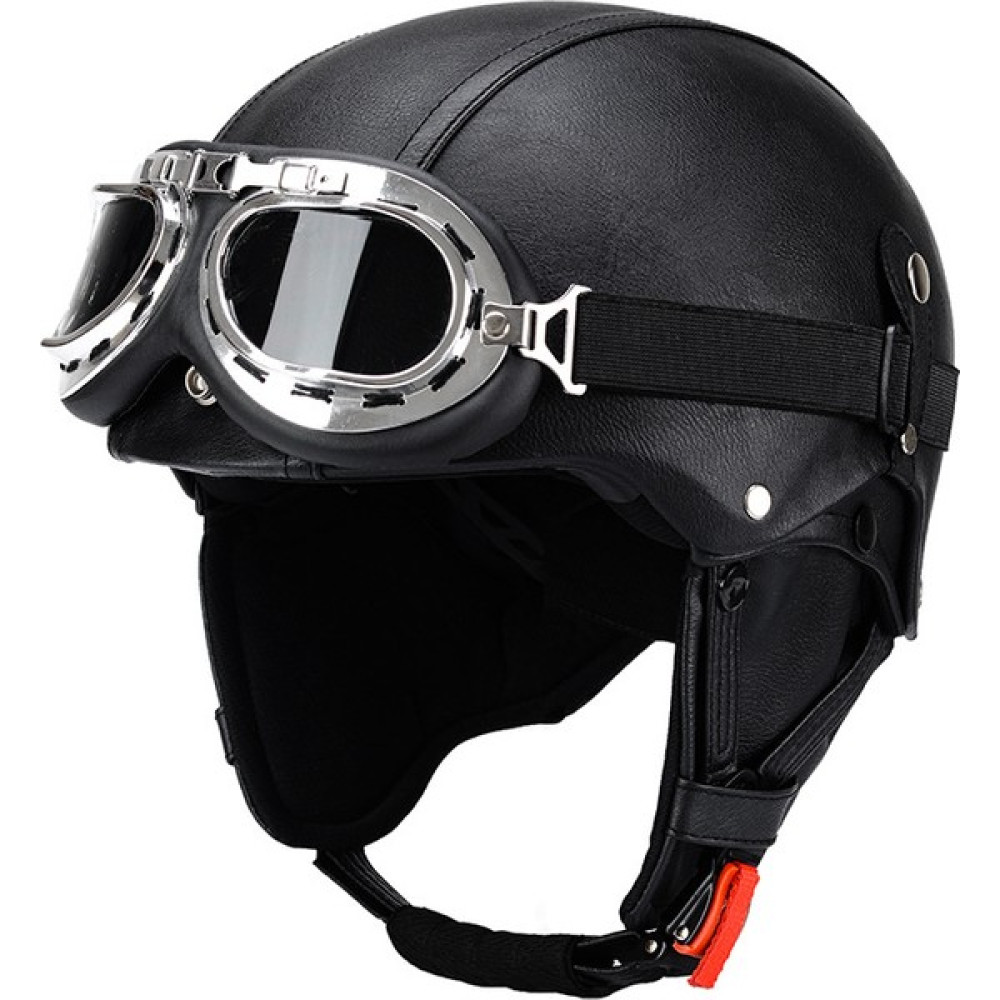 Lale Oda Hafif Retro Motosiklet Kaskı Motosiklet Yarım Kask Deri Kask (Yurt Dışından) - Siyah - 27 Motorsiklet Kaskları Fiyatı