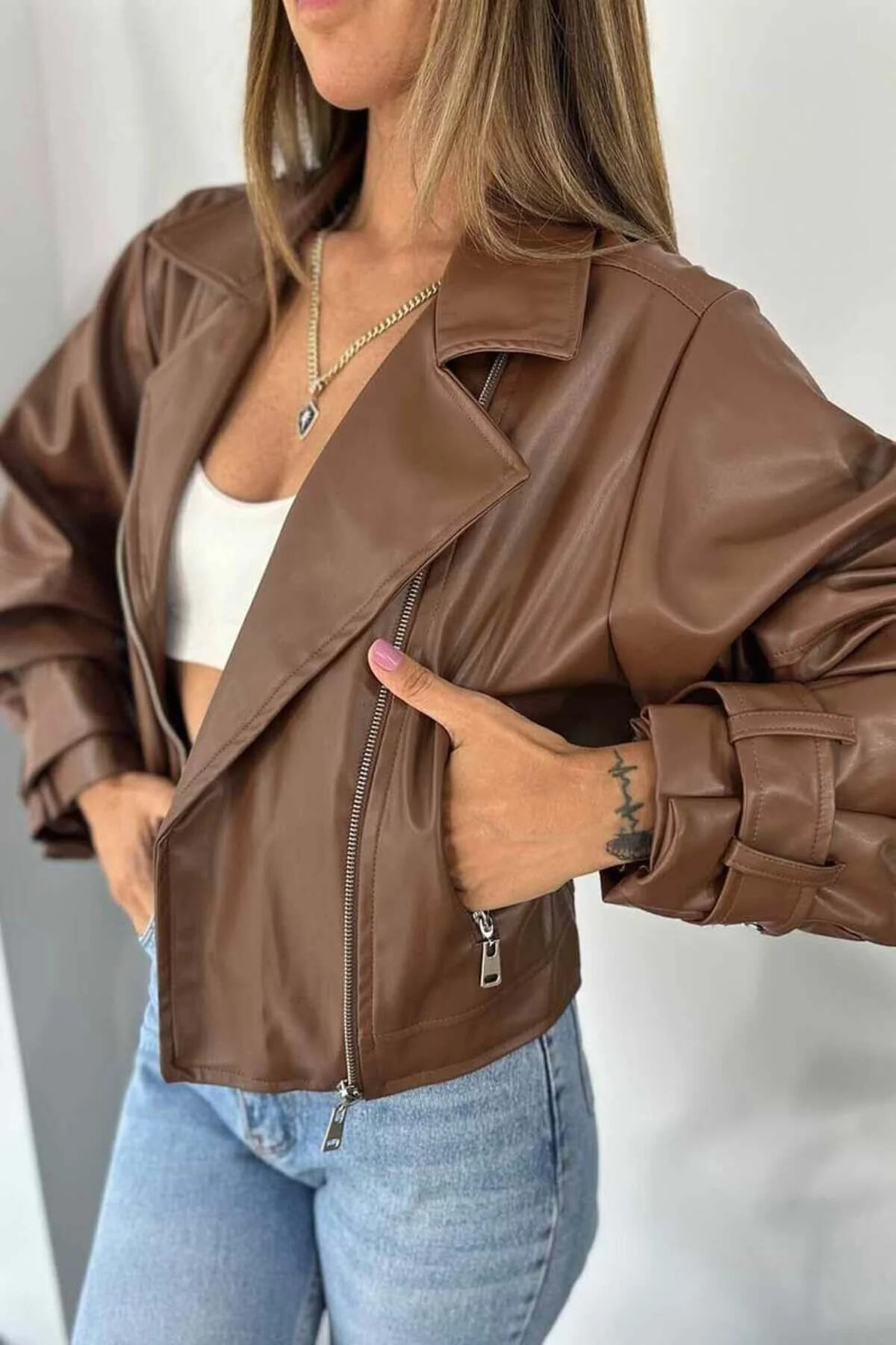 Laleli Butik Kadın Siyah Oversize Deri Ceket L Beden" Bayan Ceket Fiyatı