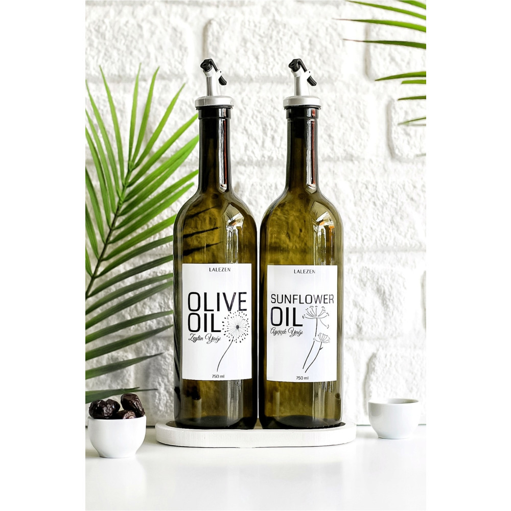LALEZEN Beyaz Standlı Beyaz Etiketli 2li Yeşil Yağdanlık Set 750 Ml Mutfak Gereçleri Fiyatı