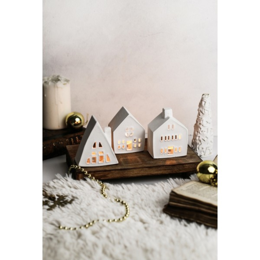 Lalezen Home 3lü Ev Mumluk Dekoratif Beton Mumluk Tealight Mumlar Dahildir - 0 - Beyaz Şamdan Fiyatı