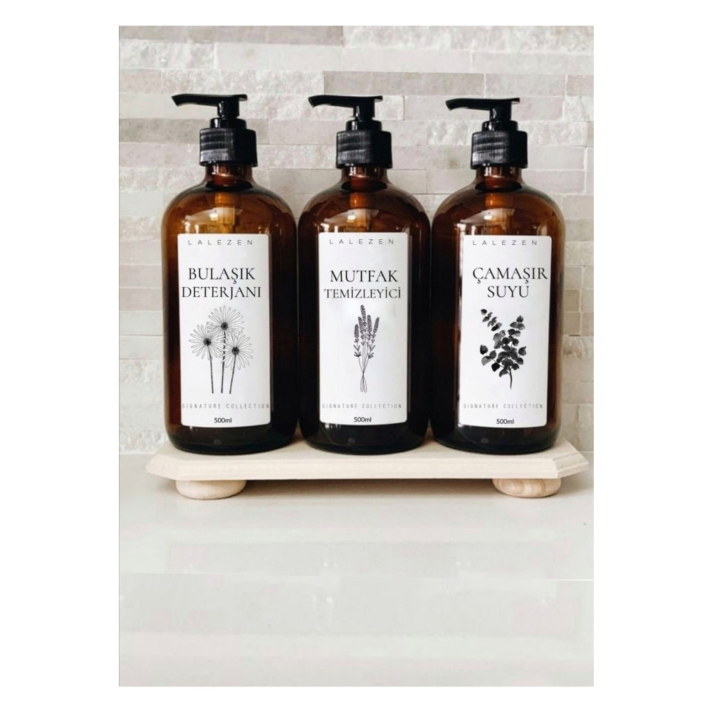 LALEZEN HOME Amber Çiçekli Bulaşık Mutfak Çamaşır Suyu Etiketli Plastik Şişe 500 ml (FİSFİS BAŞLIKLI) Sabunluk Fiyatı