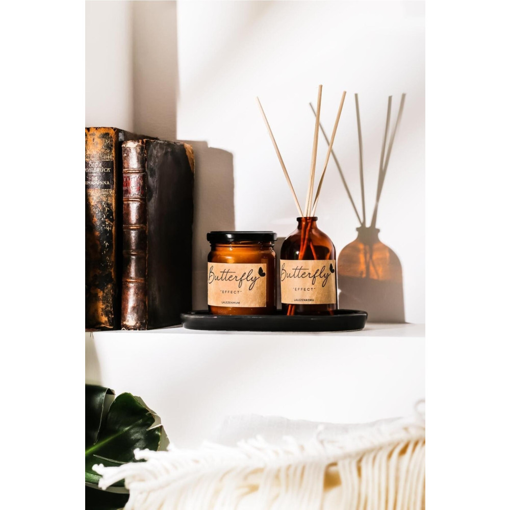 LALEZEN HOME Siyah Stanlı Kraft Etiketli Kokulu Mum Ve Vanilya Koku Set Dekoratif Mum Fiyatı
