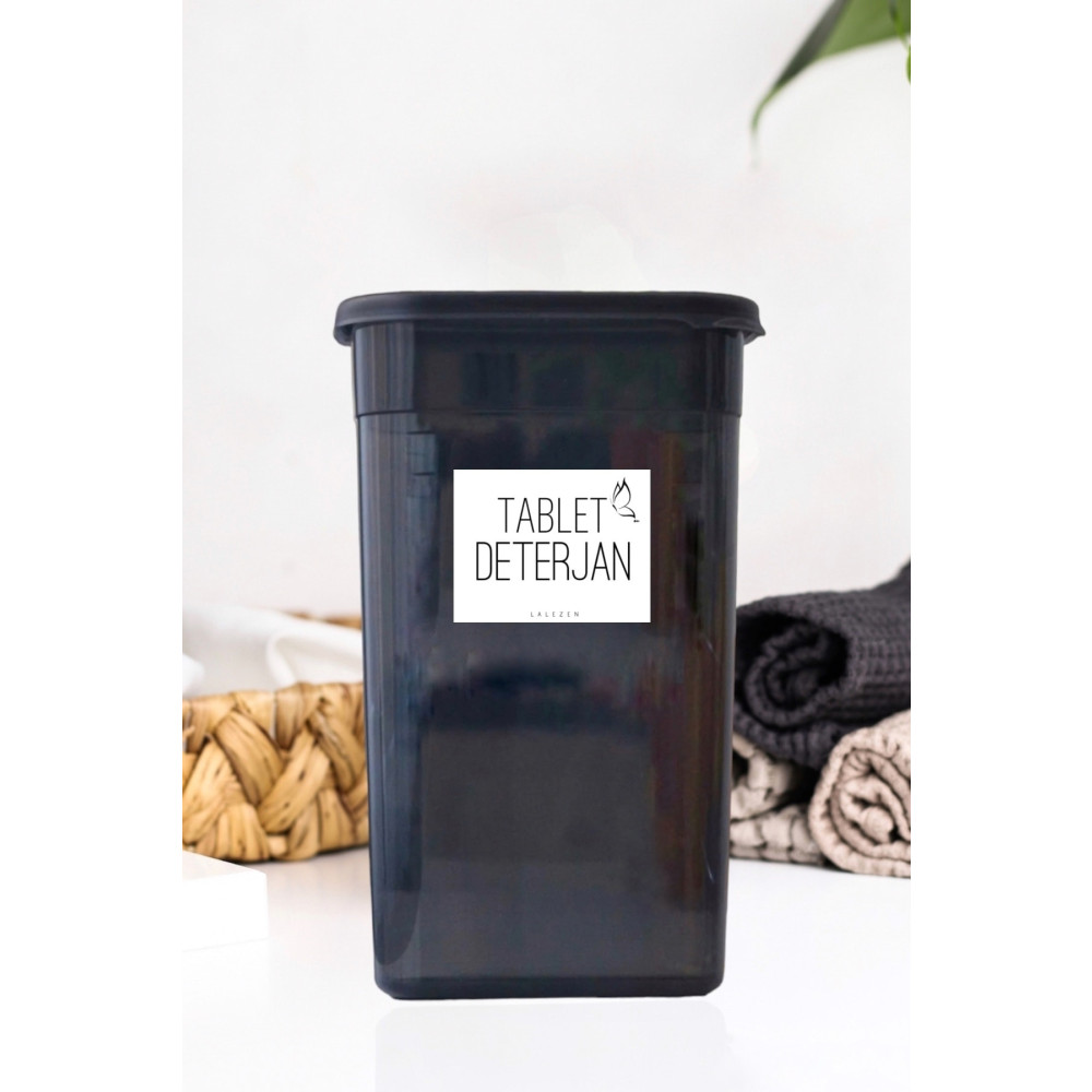 LALEZEN HOME Tablet Deterjan Etiketli Antrasit Deterjan Kutusu 3200ml Saklama Kapları Fiyatı