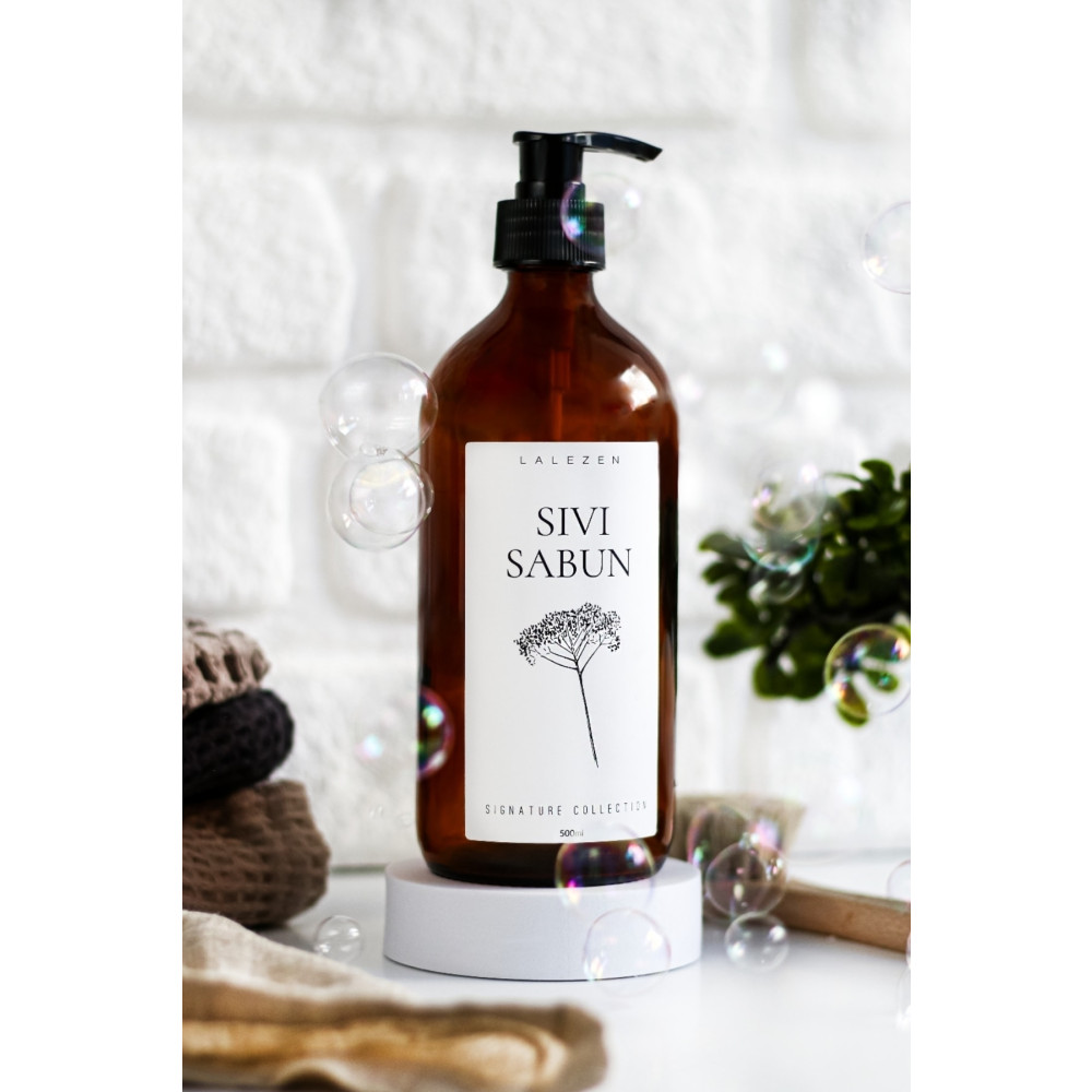 LALEZEN Sıvı Sabunluk Beyaz Çiçek Etiketli 500 Ml Amber Cam Sabunluk Sabunluk Fiyatı
