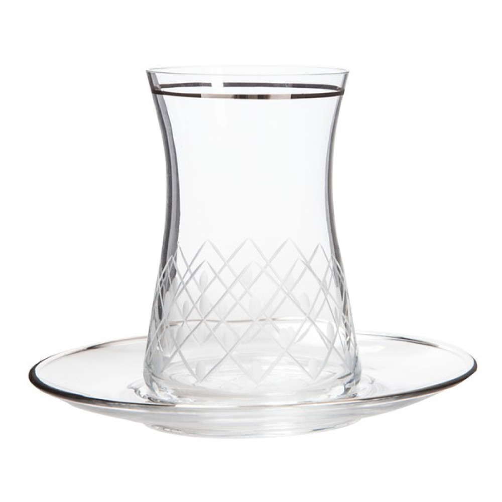 Laliano Pino Platin Çay Takımı (6 Çay Bardağı + 6 Çay Tabağı ) Fincan / Bardak / Kahve Takımı Fiyatı