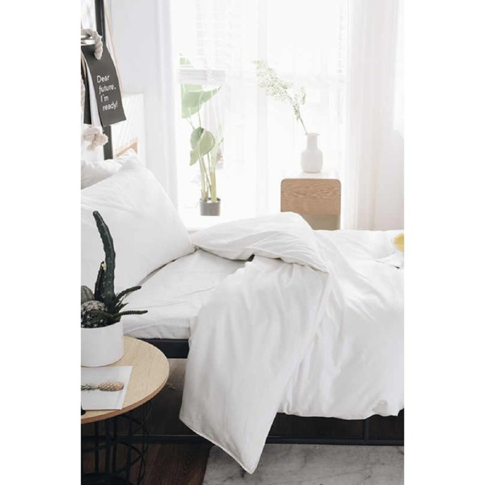 Laliva Çarşafı Lastikli Beyaz & Beyaz  Nevresim Takımı Doğal Sağlıklı Pamuk Tek Kişilik Ranforce - 160 x 220 cm Nevresim Takımı Fiyatı