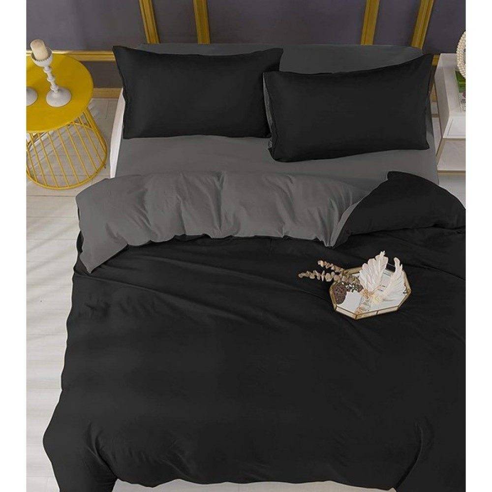Laliva Çarşafı Lastikli Siyah & Gri Doğal Sağlıklı Pamuk Ranforce Çift Kişilik Nevresim Takımı - Gri - Siyah - 200 x 220 cm Nevresim Takımı Fiyatı