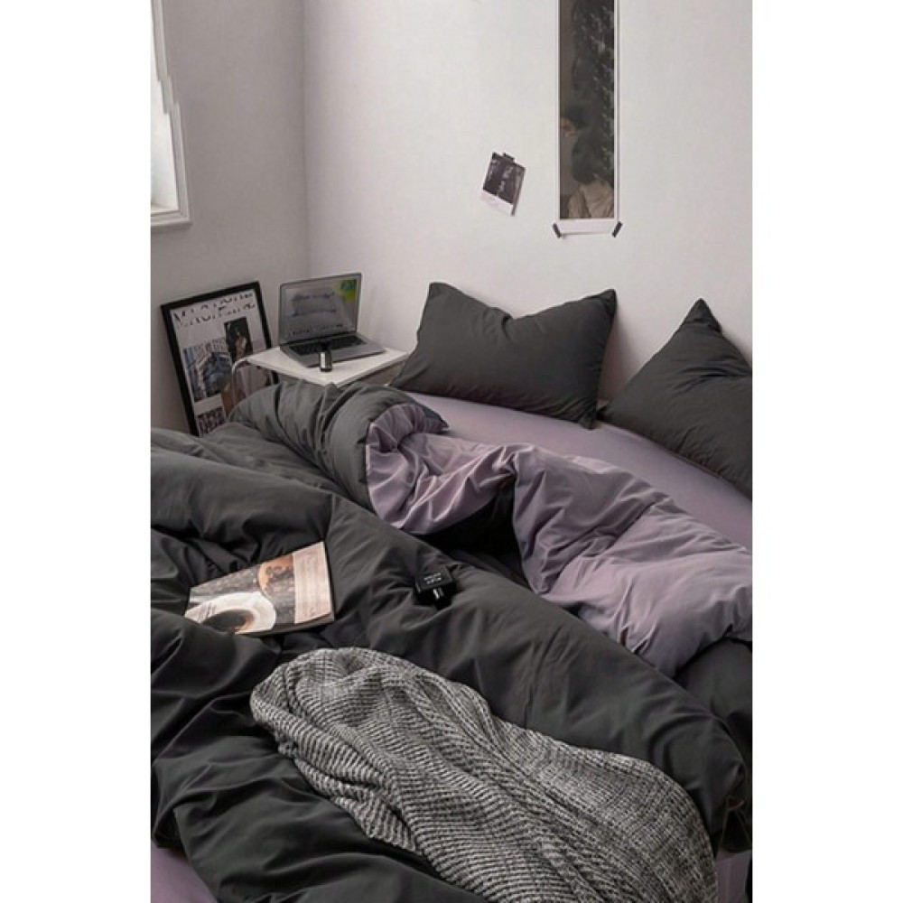 Laliva Çarşafı Lastikli Tek Kişilik Siyah& Gri Nevresim Takımı Ranforce Kumaş - Gri - Siyah - 160 x 220 cm Nevresim Takımı Fiyatı