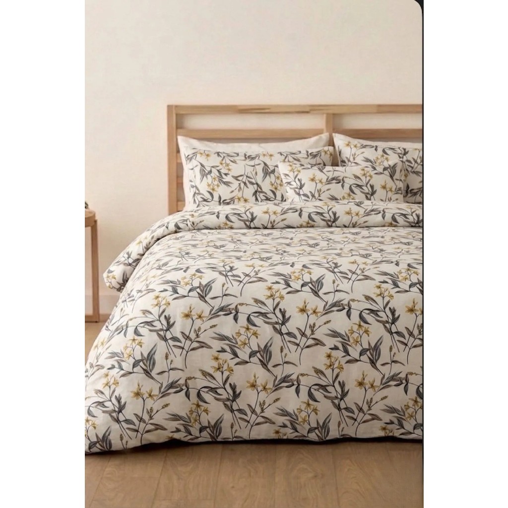 Laliva Kır Çiçeği Çift Kişilik Çarşafı Lastikli-Pamuk Nevresim Takımı- - Gri - Beyaz - 200 x 220 cm Nevresim Takımı Fiyatı