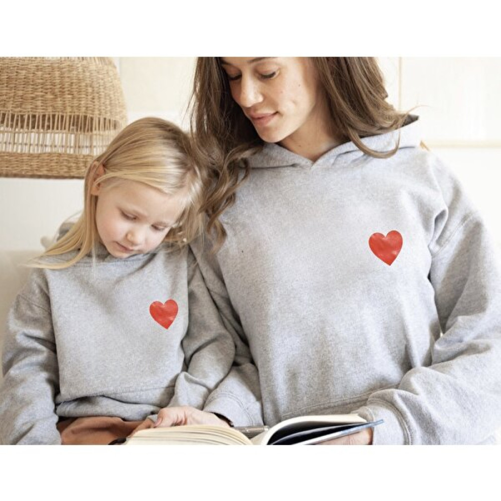 Laluvia Gri Kalp Baskılı Anne-Kız Kombini Kız Çocuk Sweatshirt Fiyatı