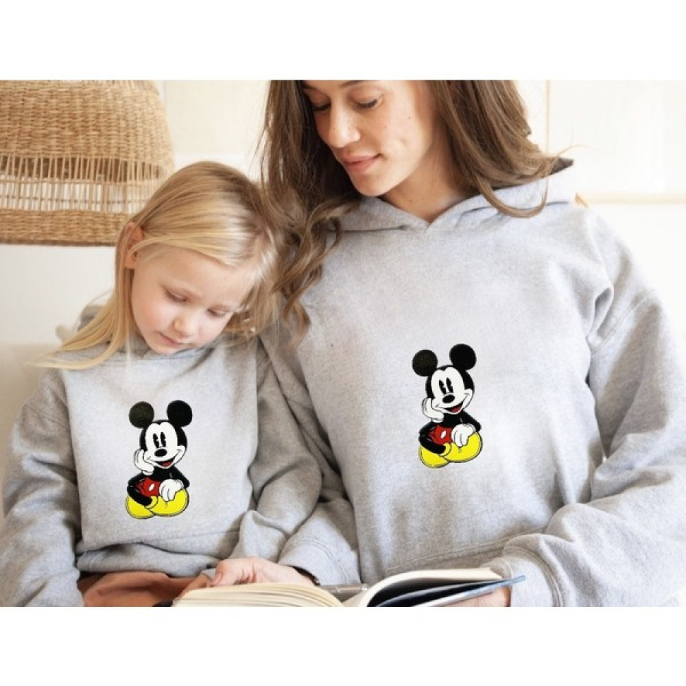 Laluvia Gri Mickey Mouse Kapüşonlu Anne Kız Kombini Kız Çocuk Sweatshirt Fiyatı