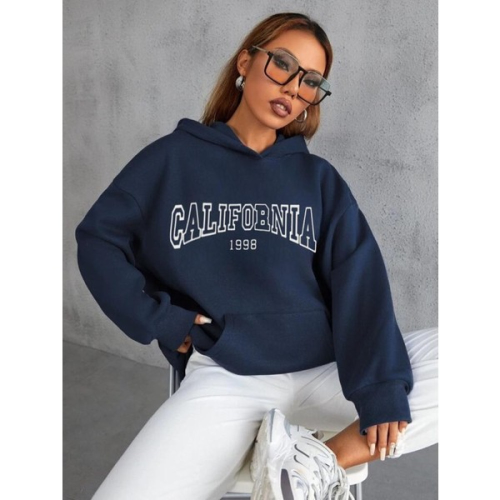 Laluvia Lacivert California 1998 Baskılı Kapüşonlu Sweatshirt Bayan Sweatshirt Fiyatı