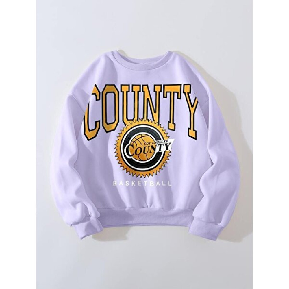 Laluvia Oversize County Basketball Baskılı Oversize Swaetshirt Bayan Sweatshirt Fiyatı
