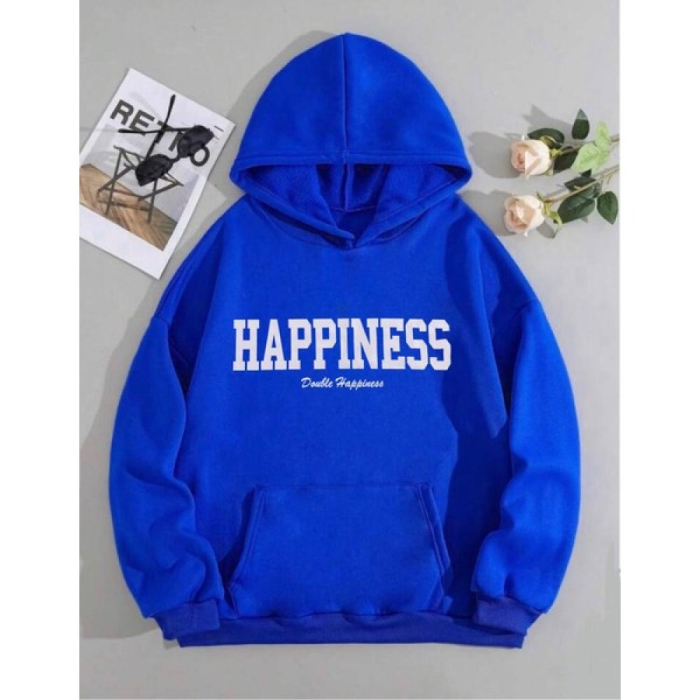Laluvia Saks Mavisi Happiness Baskılı Kapüşonlu Sweatshirt Bayan Sweatshirt Fiyatı