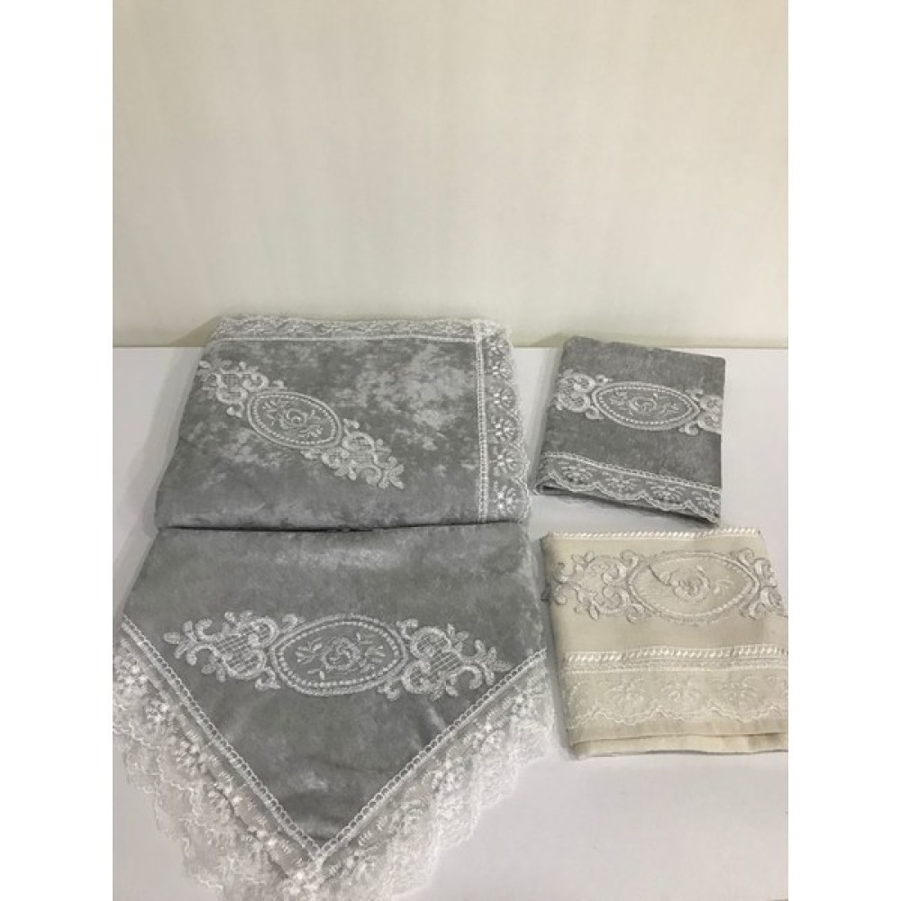Lamazi Home 4 Parça Gri Çeyizlik Seccade Takımı Bohça - 70 x 120 cm Seccade Fiyatı