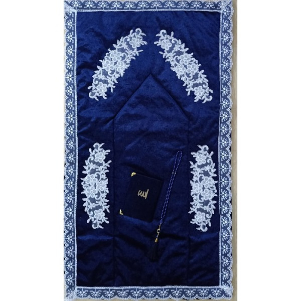Lamazi Home Lamazihome 3 Parça Lacivert Seccade Seti Seccade Takımı Çeyizlik Papatya - 70 x 120 cm Seccade Fiyatı