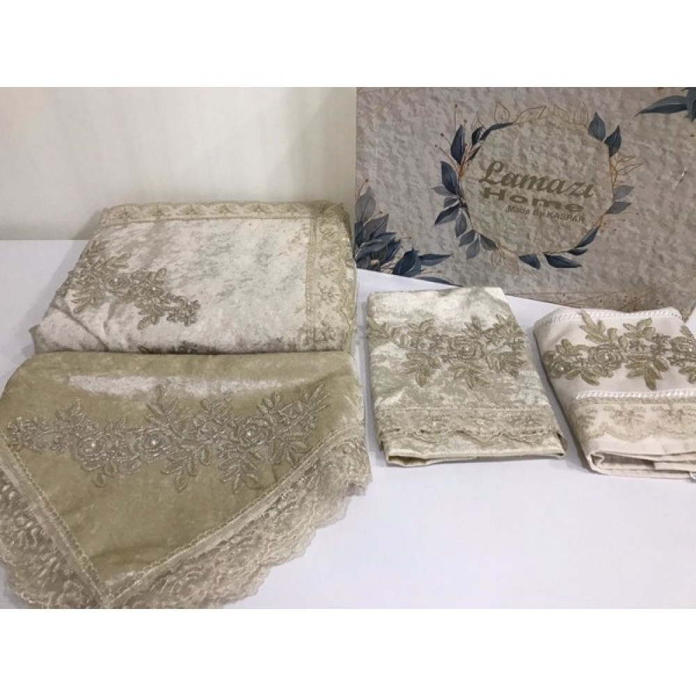 Lamazi Home Lamazihome 4 Parça Cappucino Kadife Seccade Seti Seccade Takımı - 70 x 120 cm Seccade Fiyatı