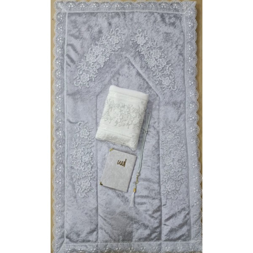 Lamazi Home Lamazihome 4 Parça Gri Seccade Seti Seccade Takımı Çeyizlik Papatya - 70 x 120 cm Seccade Fiyatı