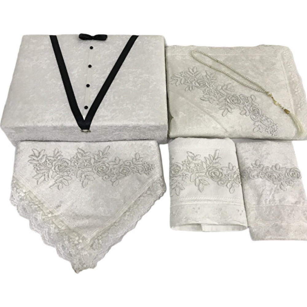 Lamazi Home Lamazihome Damat Figürlü Sandıklı Seccade Seti Bohça Takımı 6 Parça - Krem - 70 x 120 cm Seccade Fiyatı