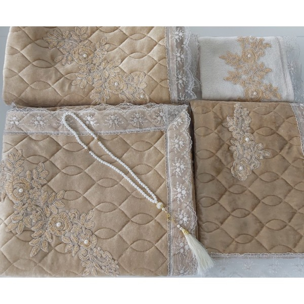 Lamazi Home Lamazihome Kadife Kapitone 5 Parça Seccade Seti Bohça Takımı - Gold - 70 x 120 cm Seccade Fiyatı