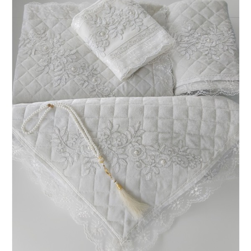 Lamazi Home Lamazihome Kadife Kapitone 5 Parça Seccade Seti Çeyiz Bohça Takımı - Krem - 70 x 120 cm Seccade Fiyatı