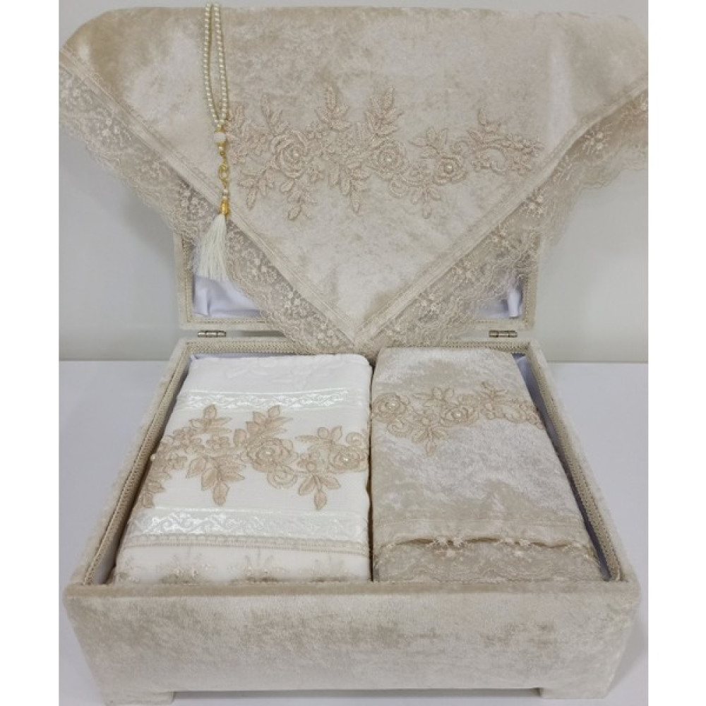 Lamazi Home Lamazihome Lüks Sandıklı Gold Rengi Kadife Seccade Seti Bohça Takımı Havlu Çeyiz Seti 6 Parça - 70 x 120 cm - Renkli Seccade Fiyatı