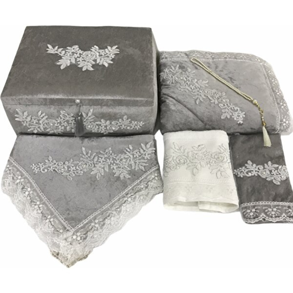 Lamazi Home Lamazihome Sandıklı Seccade Seti Bohça Takımı 6 Parça - 70 x 120 cm - Gri Seccade Fiyatı