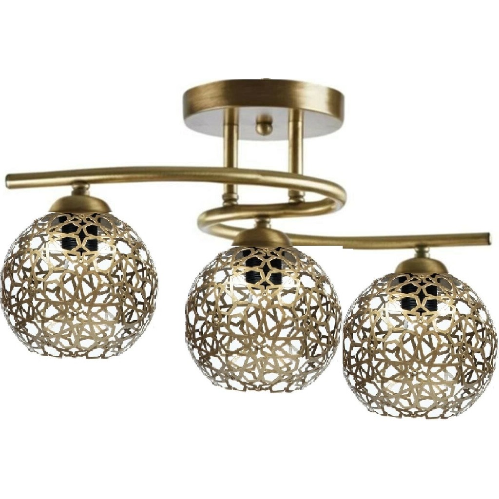 Lambadar S Model Modern Selçuklu Motifli Plafonyer Avize - Gold - 3 Avize Fiyatı