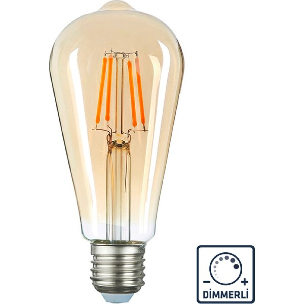 Lambam E27 LED FİLAMANLI RUSTIK AMPUL ST64 BAL CAM 4W 2500k Gün Işığı ERD-31 Tasarruflu Ampul Fiyatı