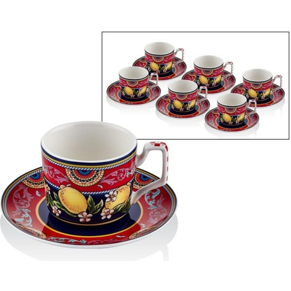 Lamedore Cıtrus 6lı Kahve Fincanı Seti 13,5*5,5 cm - Kırmızı Fincan / Bardak / Kahve Takımı Fiyatı