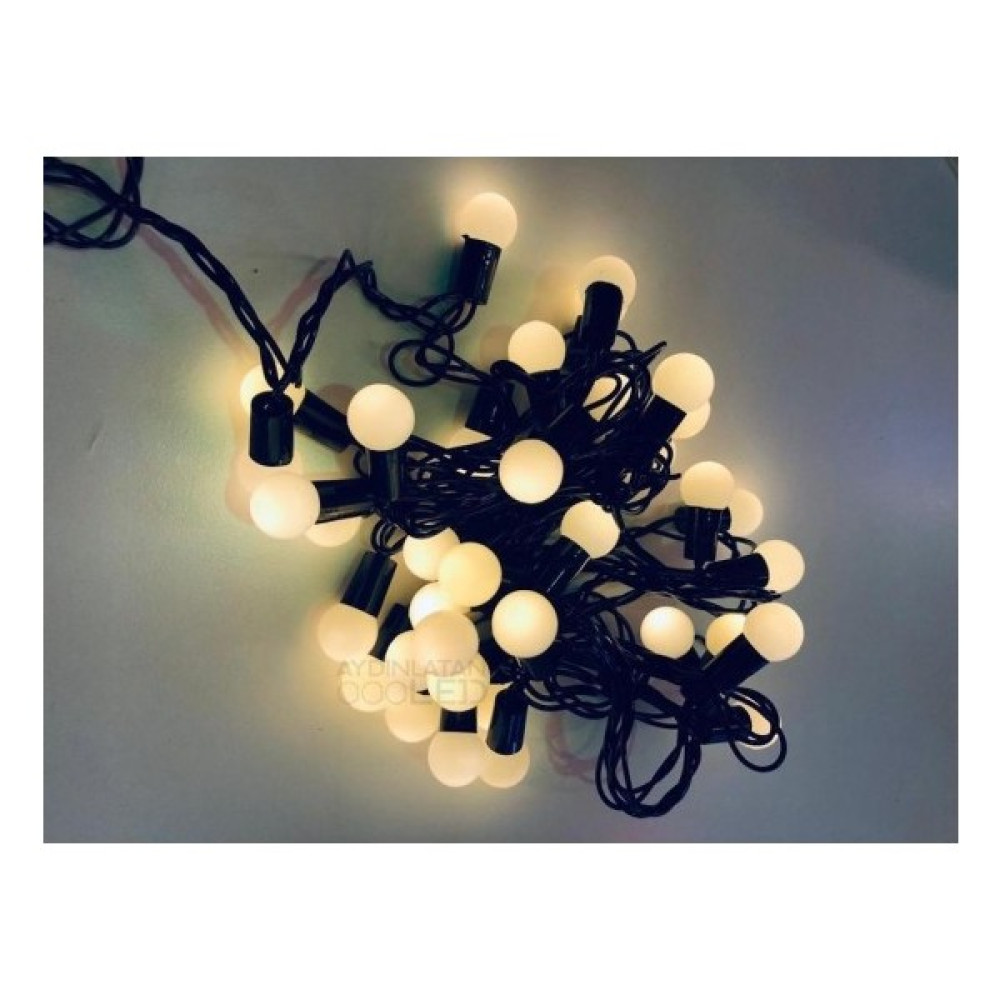 Lamfer CLZ192 5 Metre 28 LED Fişli Sarı Işık Mini Top LED Siyah Kablo - 1 m - Renkli Led Aydınlatmalar Fiyatı