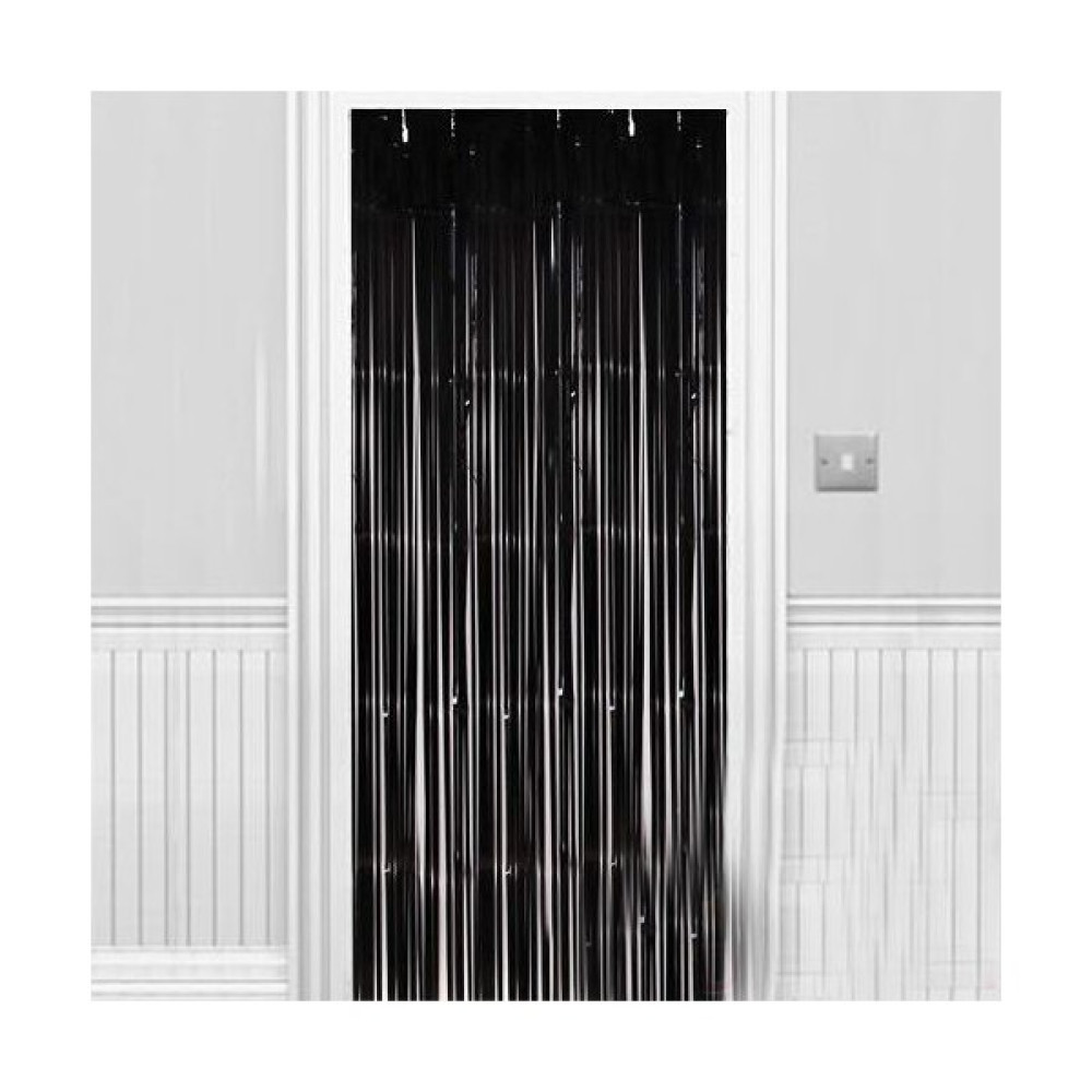 Lamfer Siyah Renk Işıltılı Duvar ve Kapı Perdesi 100X220 cm (Clz) Mutfak Tekstili Seti Fiyatı
