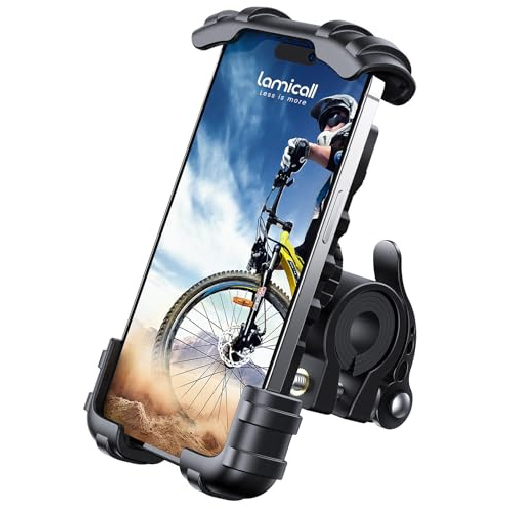 Lamicall Bike Phone Holder, Motorcycle Mount - Motorcycle Phone Holder, Handlebar Cell Phone Clamp, Scooter Phone Clip for iPhone 16 Pro Max/Plus, 15 Pro Max, S10, S20, More 4.7" to 6.8" Smartphones