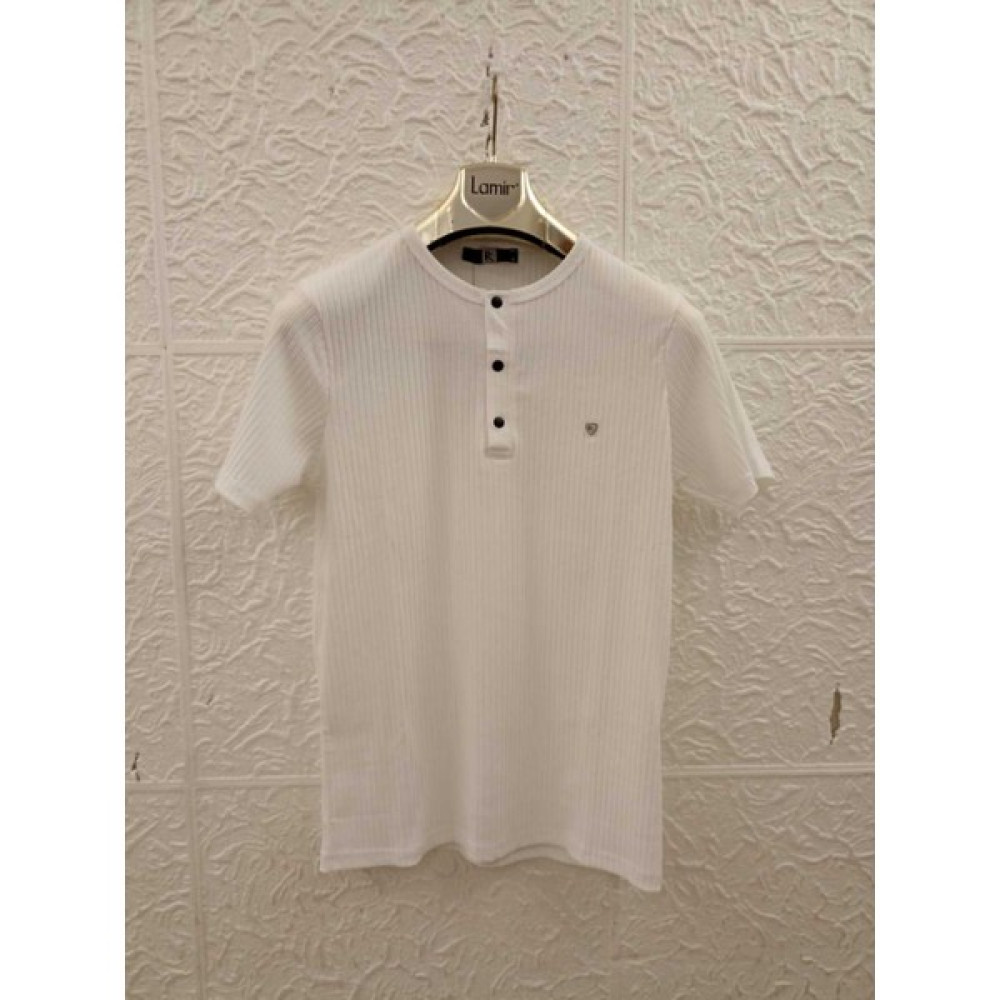 Lamir Store Erkek Yuvarlak Yakalı Yakası Çıtçıt Kapamalı Kendiliğinden Çizgili Likralı Ince Hafif Pamuklu Tişört Erkek T-shirt Fiyatı