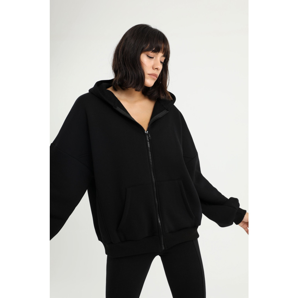 LAMODEMAPASS Kadın Siyah Oversize Sweatshirt 38 Beden Bayan Sweatshirt Fiyatı