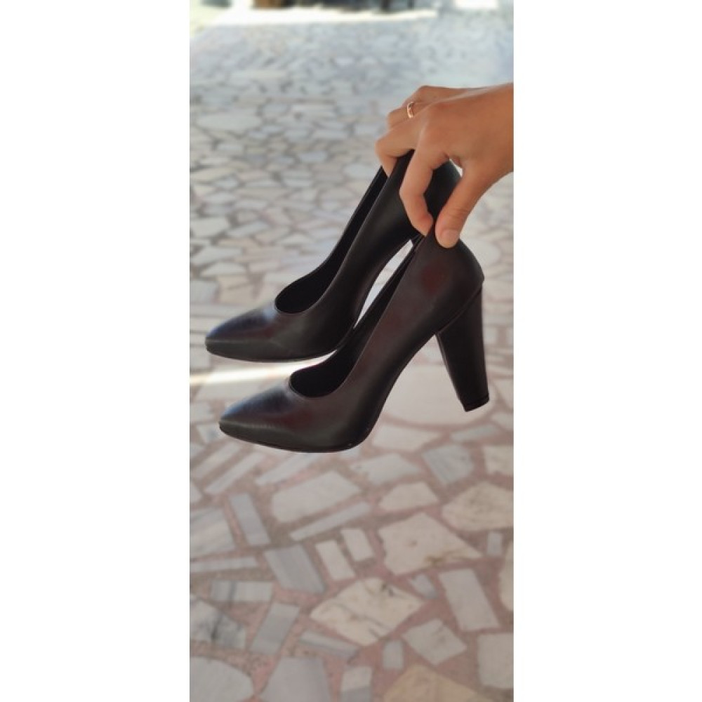 Lamoor Siyah Deri Kalın Ökçe Stiletto As5B - Siyah - 39 - St00506-Siyah-39 Topuklu Ayakkabı Fiyatı
