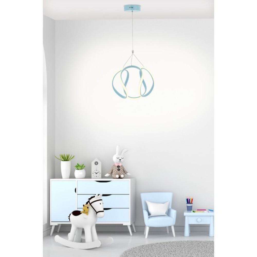Lamore Home Buket Günışığı Ledli Turkuaz Çocuk Odası Avizesi - Ahşap Avize Fiyatı