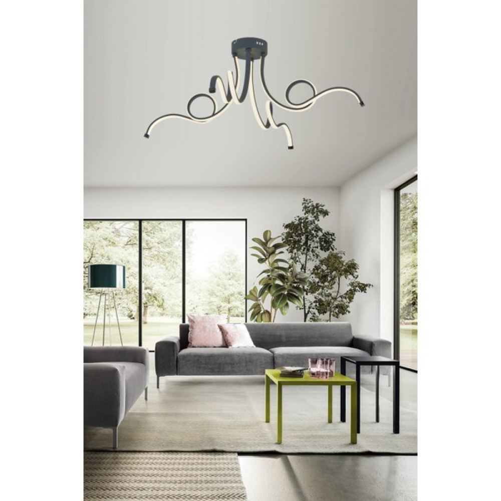 Lamore Home Lucea Günışığı Ledli 4'lü Antrasit Plafonyer Avize - Ahşap Avize Fiyatı